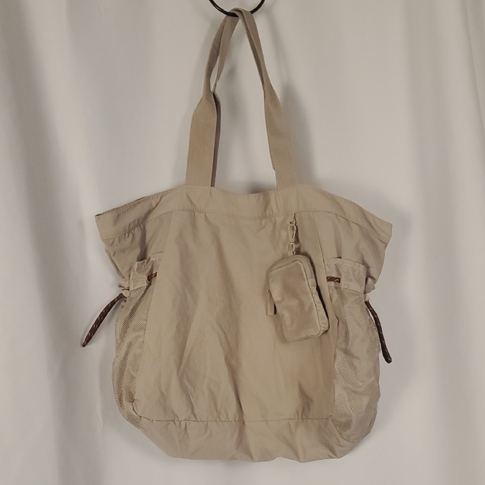 Beige Women's Tote Bag with Removable Pouch